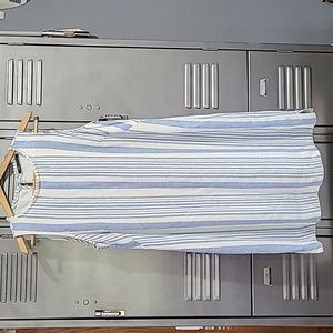 Marks & Spencer Linen Blue and Off-White Striped Dress Size 10